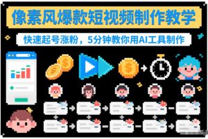 像素风爆款短视频制作教学，快速起号涨粉，5分钟教你用AI工具制作-开心分享网