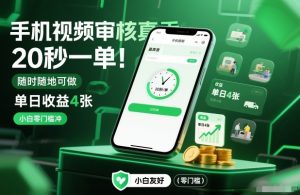 手机视频审核真香！20秒一单，随时随地可做，单日收益4张，小白零门槛冲【揭秘】-开心分享网