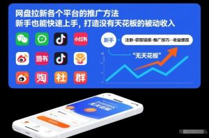 网盘拉新各个平台的推广方法,新手也能快速上手,打造没有天花板的被动收入-开心分享网