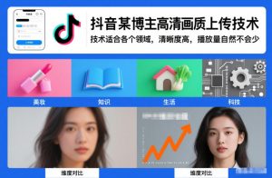 抖音某博主视频高清画质上传技术，技术适合各个领域，清晰度高，播放量自然不会少-开心分享网