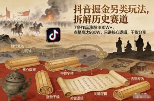 抖音掘金另类玩法，拆解历史赛道，7条作品涨粉300W+，点赞量高达900W，只讲核心逻辑，干货分享-开心分享网