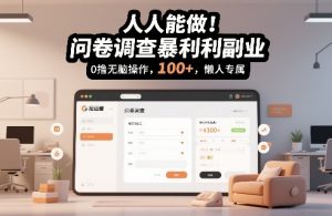 人人能做！问卷调查暴利副业，0撸无脑操作，每天轻松日入100+，懒人专属【揭秘】-开心分享网