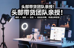 头部带货团队亲授！专业短视频实拍带货课：桌拍+涨粉+投流+选品全攻略，快速出单变现，月入2w+-开心分享网