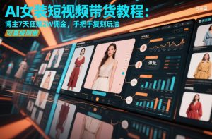 AI女装短视频带货教程：博主7天狂賺2W佣金，手把手复刻玩法，可直接照搬-开心分享网