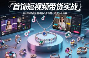 首饰短视频带货实战,从0到1带你跑通抖音小店和图文带货的全流程-开心分享网