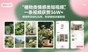 植物类情感类短视频，一条视频获赞36W+，橱窗带货轻松玩转，附保姆级拆解教程-开心分享网