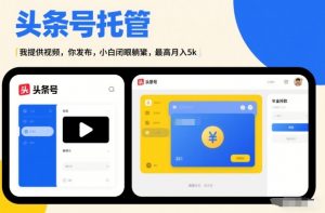 头条号AI托管，我提供视频，你发布，小白闭眼躺賺，最高月入5k+【揭秘】-开心分享网