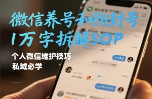 微信养号和防封号1万字拆解SOP，个人微信维护技巧，私域必学【文档】-开心分享网