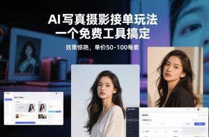 AI写真摄影接单玩法，一个免费工具搞定，效果惊艳，单价50-100每套-开心分享网