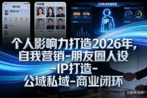 个人影响力打造2026年，自我营销-朋友圈人设-IP打造-公域私域-商业闭环-开心分享网
