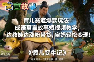 育儿赛道爆款玩法！成语寓言故事短视频教学，边教娃边涨粉带货，宝妈轻松变现！-开心分享网