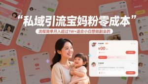 私域引流宝妈粉零成本流程简单月入超过1W+适合小白想做副业的-开心分享网