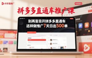 拼多多直通车推广课,别再盲目开拼多多直通车,这样做推广7天日出500单-开心分享网