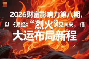 2026财富影响力第八期,以《易经》智慧洞见未来,借“离火”大运布局新程-开心分享网