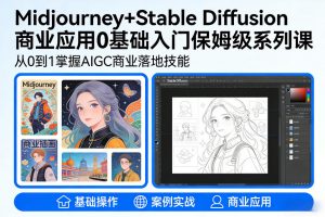 AIGC商业应用Midjourney+Stable Diffusion教程，0基础入门保姆级系列课-开心分享网