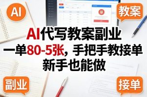 AI代写教案副业,一单80-5张,手把手教接单,新手也能做-开心分享网