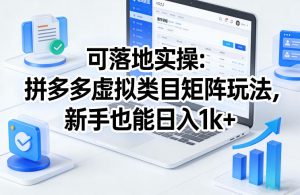 可落地实操:拼多多虚拟类目矩阵玩法,新手也能日入1k+【揭秘】-开心分享网