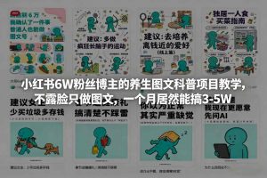 小红书6W粉丝博主的养生图文科普项目教学，不露脸只做图文，一个月居然能搞3-5W-开心分享网