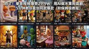 炸了！单条视频爆赞29.9W！用AI做水果狗血剧，5分钟教你复刻同款爆款（附保姆级教程）-开心分享网