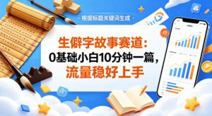 公众号流量主——生僻字故事赛道，流量稳，好上手，0基础小白也能10分钟一篇-开心分享网