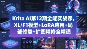 Krita AI第12期全能实战课，XL/F1模型+LoRA应用+局部修复+扩图精修全精通-开心分享网