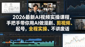 2026最新AI视频实操课程，手把手带你用AI做漫剧、剪视频、起号，全程实操、不讲废话-开心分享网
