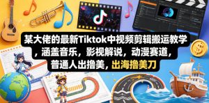 某大佬的最新Tiktok中视频剪辑搬运教学，涵盖音乐，影视解说，动漫赛道，普通人出海撸美刀-开心分享网