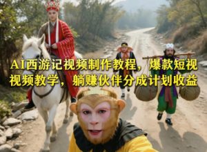 AI西游记视频制作教程,爆款短视频教学,躺賺伙伴分成计划收益-开心分享网