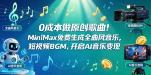 0成本做原创歌曲!MiniMax免费生成全曲风音乐,短视频BGM,开启AI音乐变现-开心分享网