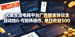 火聚生活电商平台广告掘金协议全自动挂G-可矩阵操作，单日收益5张+【揭秘】-开心分享网