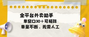单量不断,全平台外卖自动助手,单窗口30+可矩阵操作【揭秘】-开心分享网