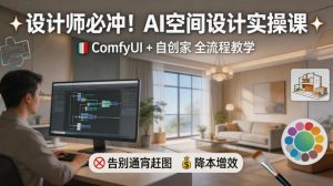设计师必冲！AI空间设计实操课，ComfyUI+自创家全教学，告别通宵赶图，降本增效-开心分享网
