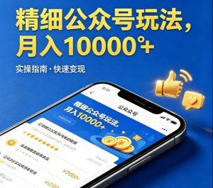 精细化公众号玩法，我们给你提供文章，你来负责发布，收益可观，月入1W+【揭秘】-开心分享网