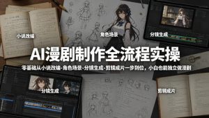 AI漫剧制作全流程实操,零基础从小说改编-角色场景-分镜生成-剪辑成片一步到位,小白也能独立做漫剧-开心分享网