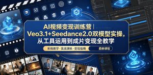AI视频变现训练营|Veo3.1+Seedance2.0双模型实操,从工具运用到成片变现全教学-开心分享网