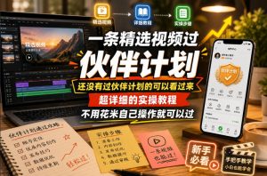 一条精选视频过伙伴计划，还没有过伙伴计划的可以看过来，超详细的实操教程，不用花米自己操作就可以过-开心分享网