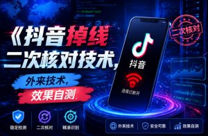 抖音掉线二次核对技术，外来技术，效果自测-开心分享网