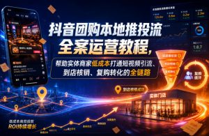 抖音团购本地推投流全案运营教程,帮助实体商家低成本打通短视频引流、到店核销、复购转化的全链路-开心分享网