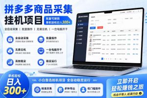 拼多多商品信息采集挂G项目，批量可矩阵，单机轻松日入300+，长期稳定【揭秘】-开心分享网