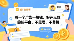 看一个广告一块钱，好评无数的新平台，不黑号，不养机【揭秘】-开心分享网