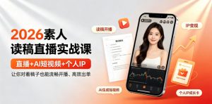 2026素人读稿直播实战课|直播+AI短视频+个人IP,让你对着稿子也能流畅开播、高效出单-开心分享网
