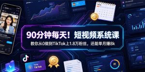 90分钟每天!短视频系统课教你从0做到TikTok上1.8万粉丝,还能单月賺8k【原创双语字幕】-开心分享网