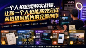 一个人拍短视频实战课,让你一个人也能高效完成从拍摄到成片的完整创作-开心分享网