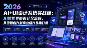 2026 AI+UI设计系统实战课:AI赋能界面设计全流程,从图标创作到商业级作品集打造-开心分享网