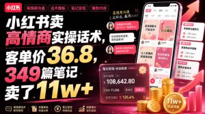 小红书卖高情商实操话术,客单价36.8,349篇笔记卖了11w+!-开心分享网