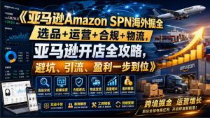 亚马逊Amazon SPN海外掘全,选品+运营+合规+物流,亚马逊开店全攻略,避坑、引流、盈利一步到位-开心分享网