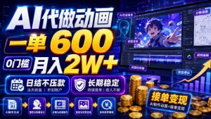 AI代做动画,一单600,0门槛月入2W+,日结不压款,长期稳定【揭秘】-开心分享网
