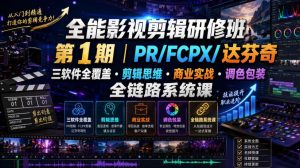 全能影视剪辑研修班第1期|PR/FCPX/达芬奇三软件全覆盖・剪辑思维・商业实战・调色包装全链路系统课-开心分享网