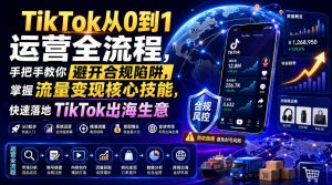 TikTok从0到1运营全流程,手把手教你避开合规陷阱,掌握流量变现核心技能,快速落地TikTok出海生意(更新7月)-开心分享网