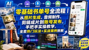 零基础书单号全流程｜从图片生成、音频制作、剪辑成片到账号发布，手把手实操教学，全套热门玩法+实战案例拆解-开心分享网